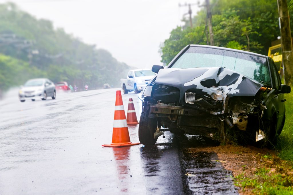 Damaged car in need of accident recovery